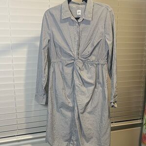 GAP maternity Light Blue Pinstripe Shirt Dress